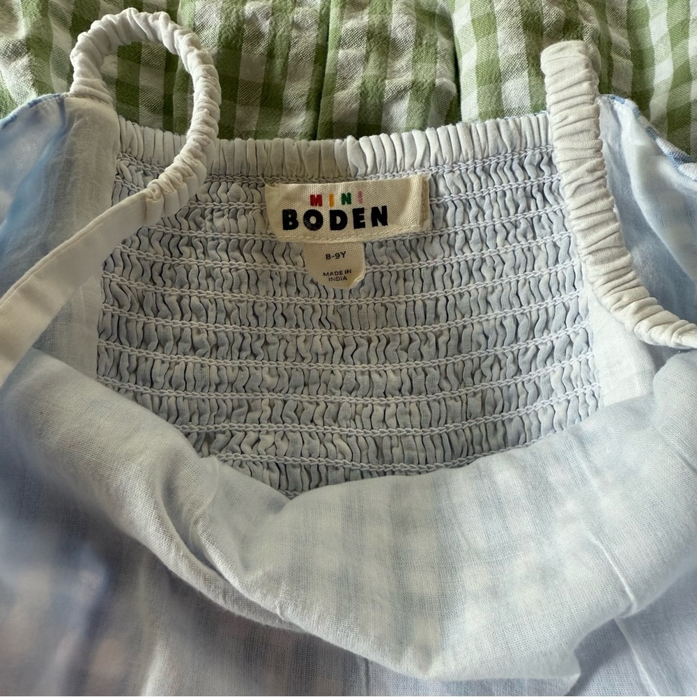 Mini Boden Girls Gingham Colorblock Dress - Picture 8 of 8